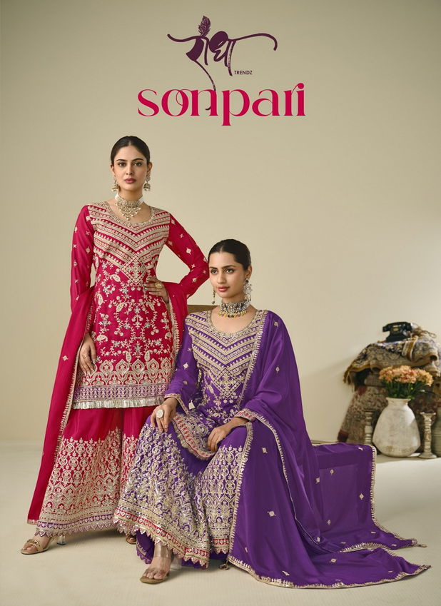 Sonpari By Radha Trendz Chinon Embroidery Readymade Suits Orders In India